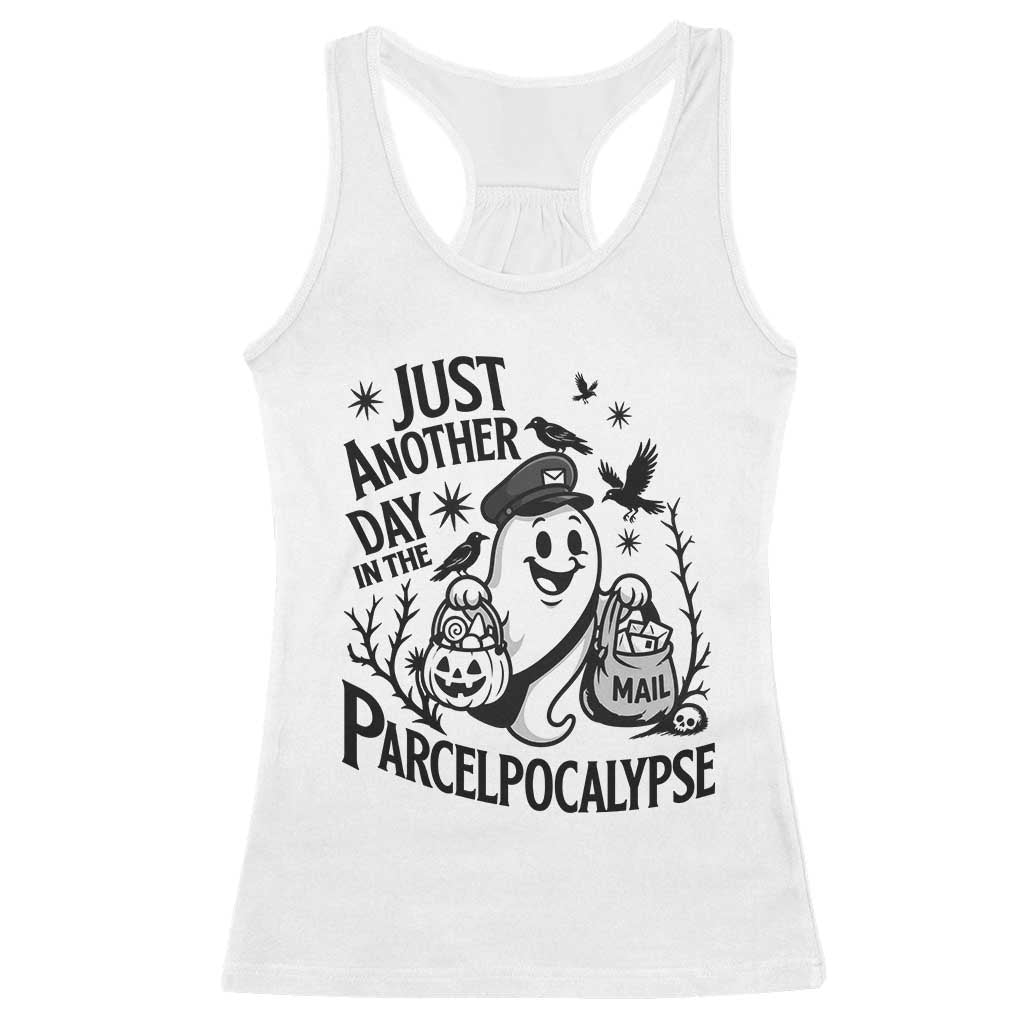Halloween Mail Carrier Spooky Ghost Racerback Tank Top