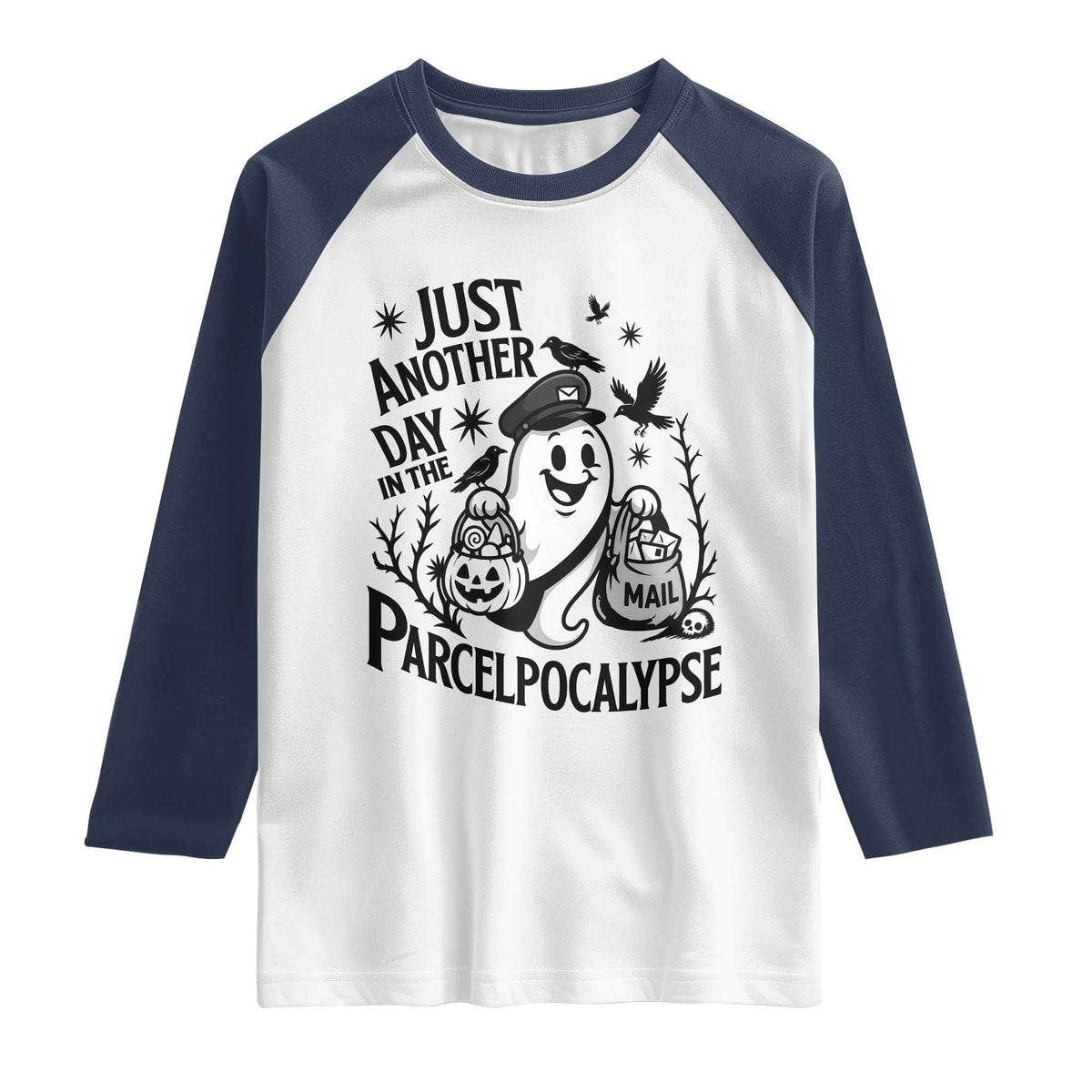 Halloween Mail Carrier Spooky Ghost Raglan Shirt