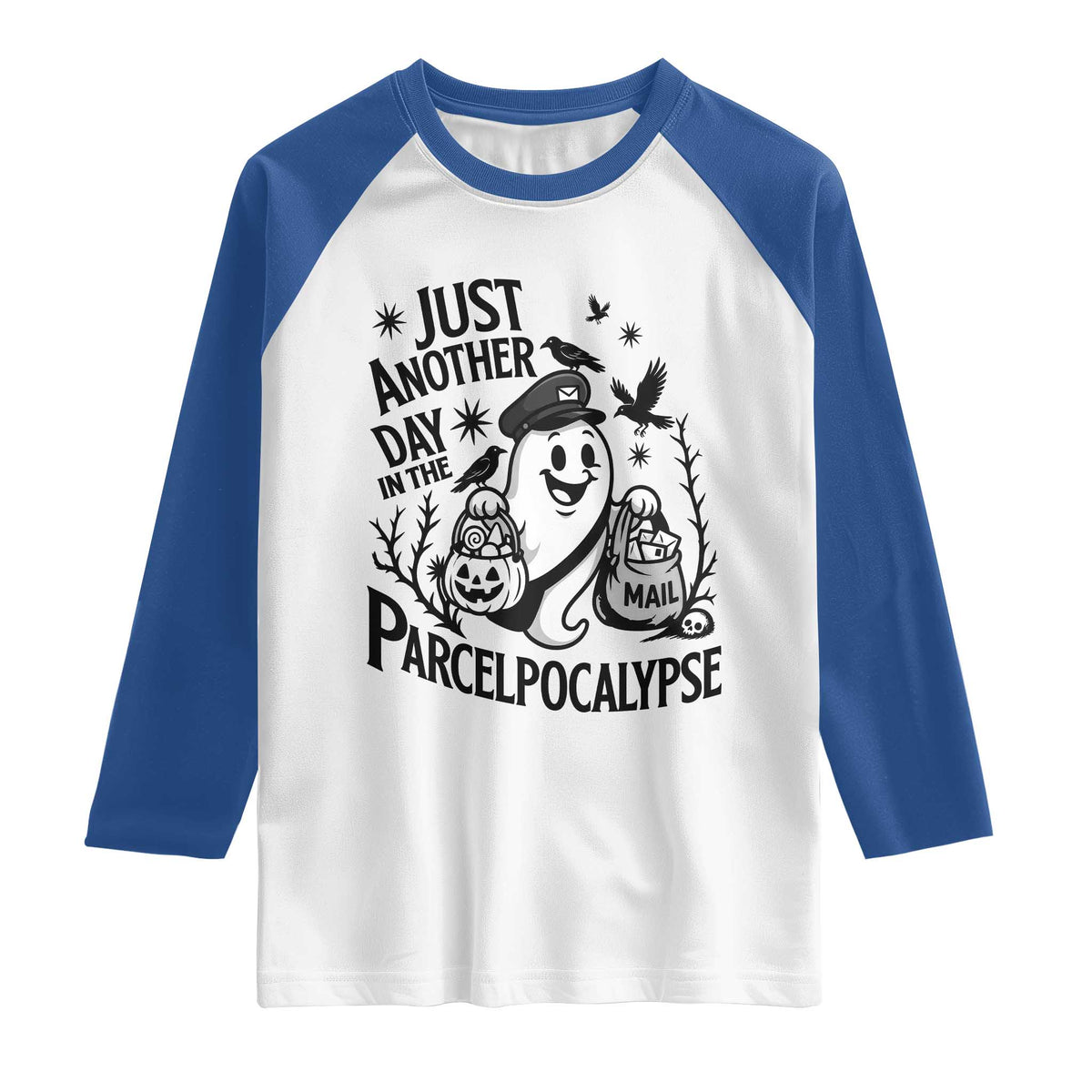 Halloween Mail Carrier Spooky Ghost Raglan Shirt