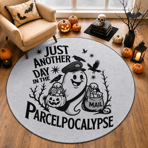 Halloween Mail Carrier Spooky Ghost Round Rug