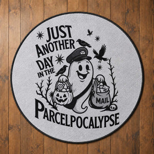 Halloween Mail Carrier Spooky Ghost Round Rug