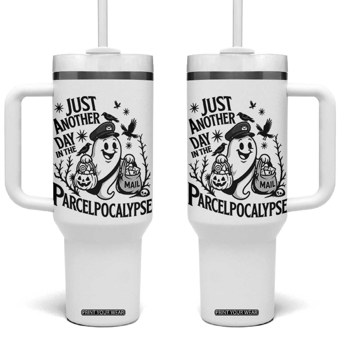 Halloween Mail Carrier Spooky Ghost Tumbler With Handle
