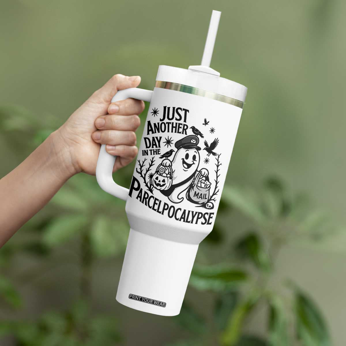Halloween Mail Carrier Spooky Ghost Tumbler With Handle