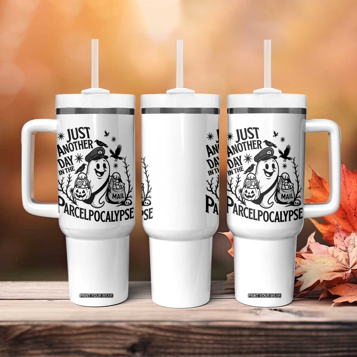 Halloween Mail Carrier Spooky Ghost Tumbler With Handle