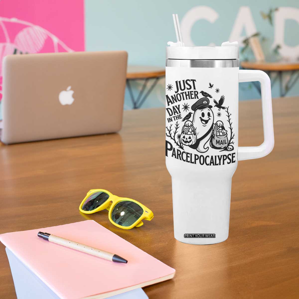 Halloween Mail Carrier Spooky Ghost Tumbler With Handle