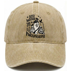 Halloween Mail Carrier Spooky Ghost Washed Cotton Baseball Cap