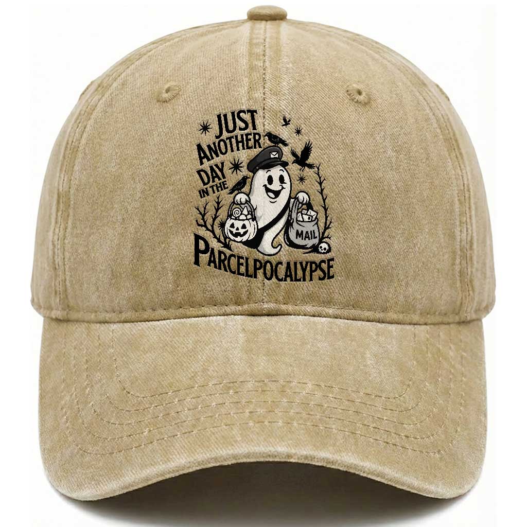 Halloween Mail Carrier Spooky Ghost Washed Cotton Baseball Cap