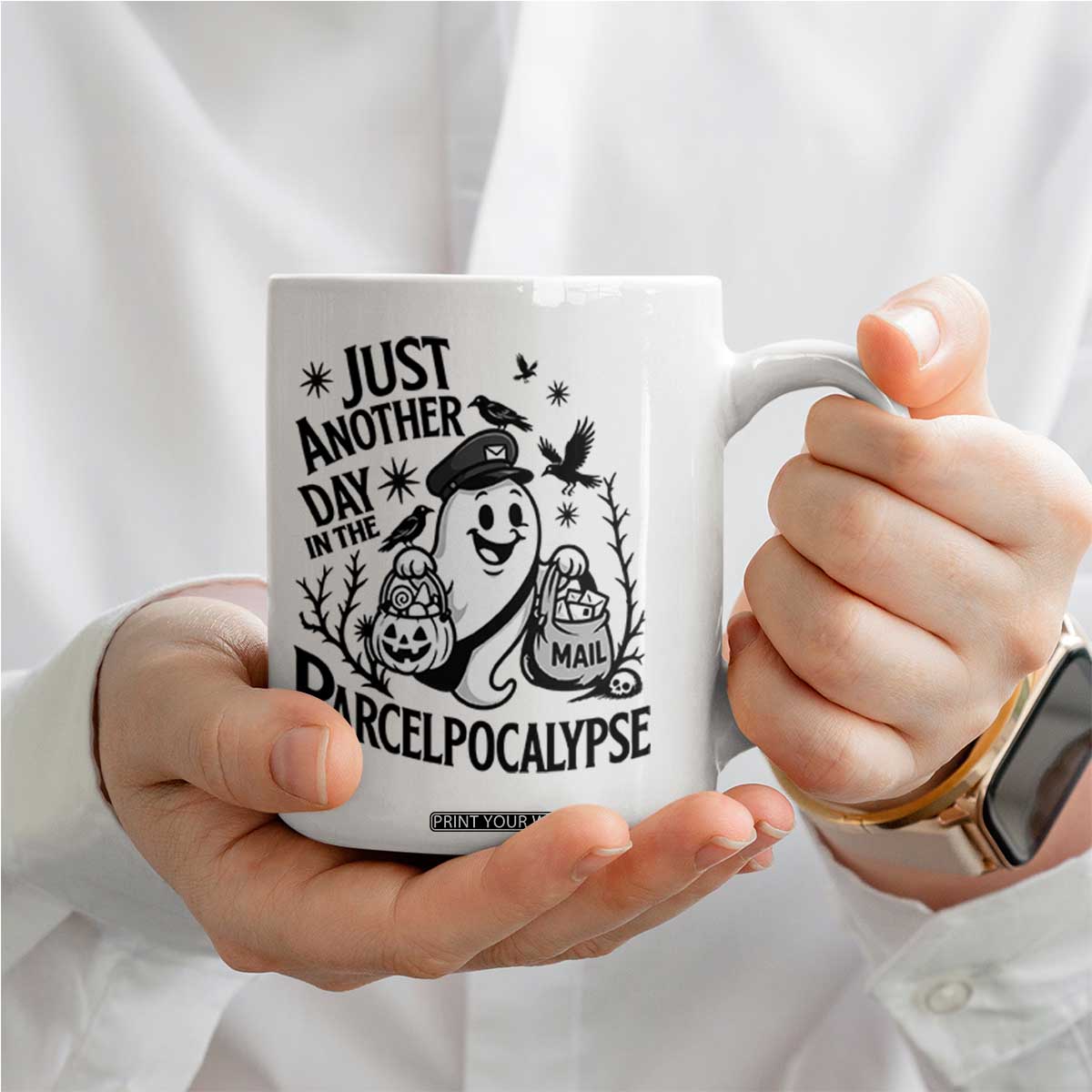 Halloween Mail Carrier Spooky Ghost Coffee Mug