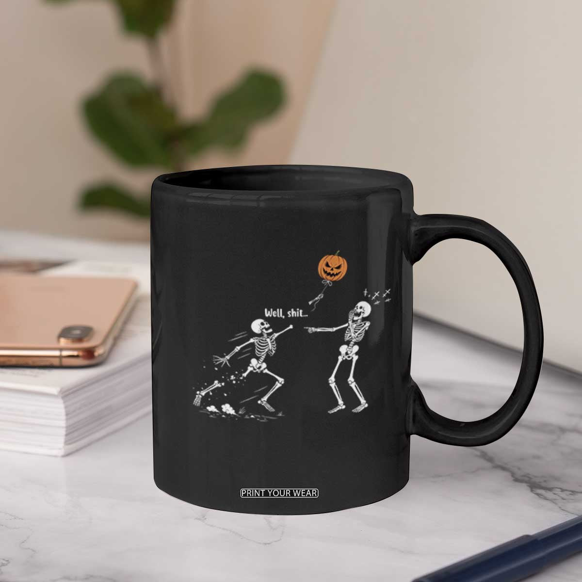 Funny Halloween Skeleton Lost Pumpkin Balloon Meme Coffee Mug