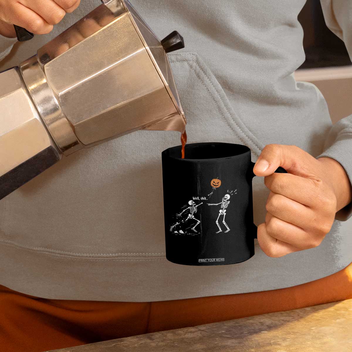 Funny Halloween Skeleton Lost Pumpkin Balloon Meme Coffee Mug