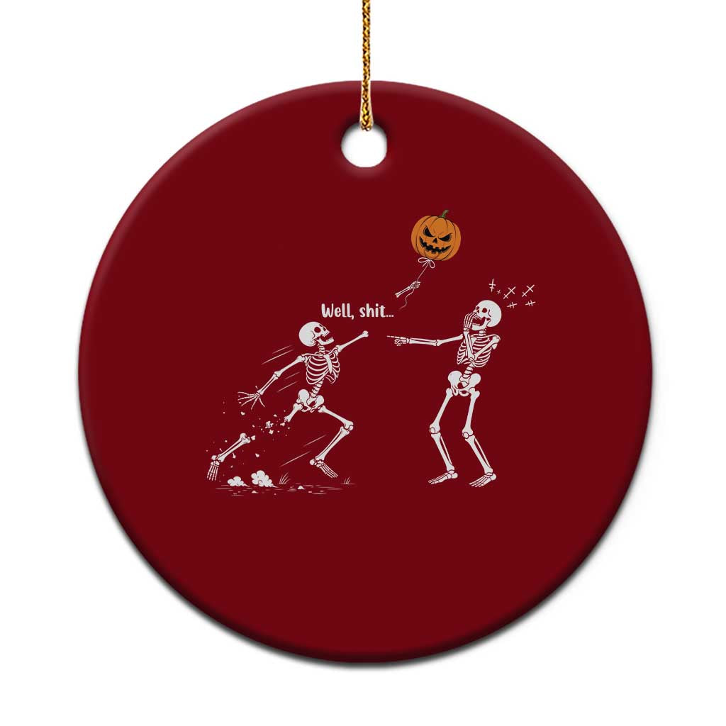 Funny Halloween Skeleton Lost Pumpkin Balloon Meme Ceramic Ornament