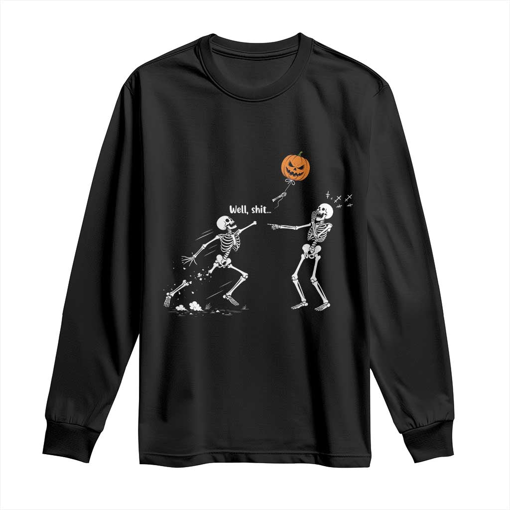 Funny Halloween Skeleton Lost Pumpkin Balloon Meme Long Sleeve Shirt