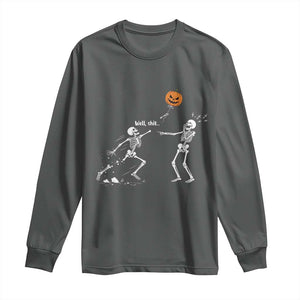 Funny Halloween Skeleton Lost Pumpkin Balloon Meme Long Sleeve Shirt