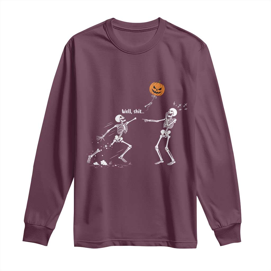 Funny Halloween Skeleton Lost Pumpkin Balloon Meme Long Sleeve Shirt
