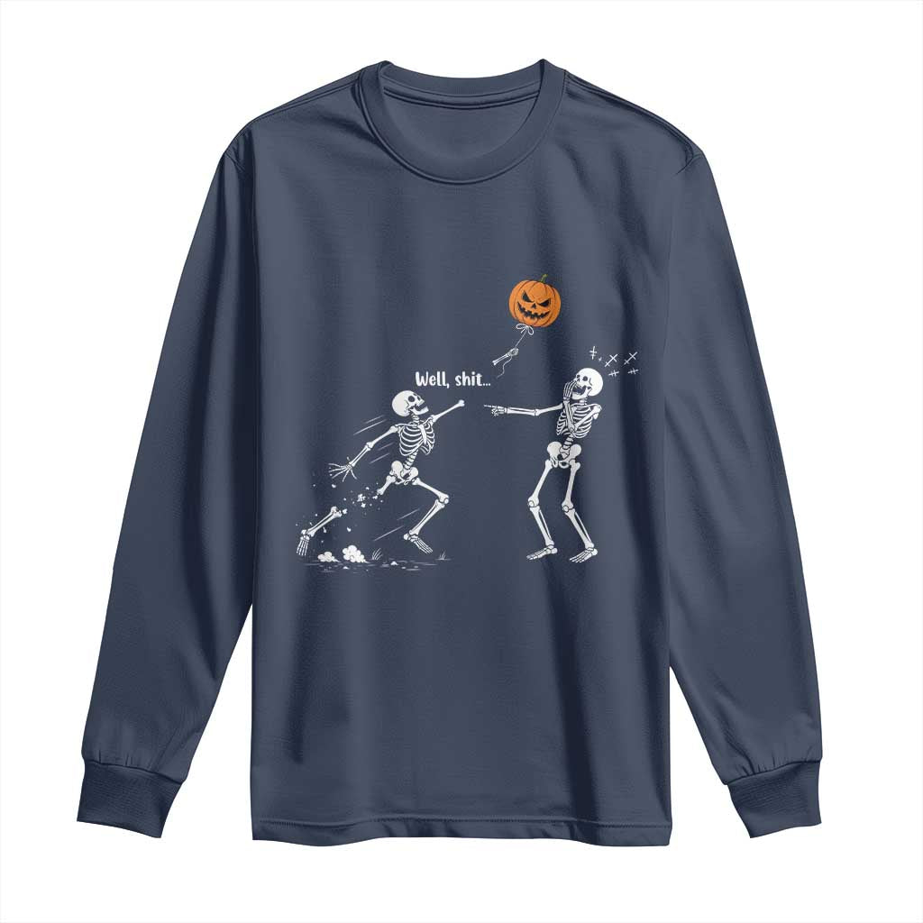 Funny Halloween Skeleton Lost Pumpkin Balloon Meme Long Sleeve Shirt