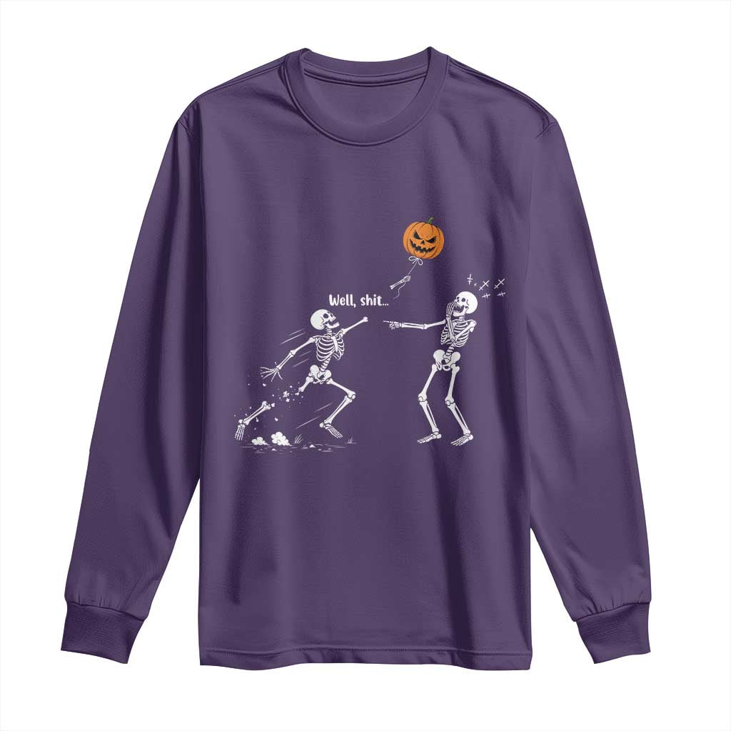 Funny Halloween Skeleton Lost Pumpkin Balloon Meme Long Sleeve Shirt