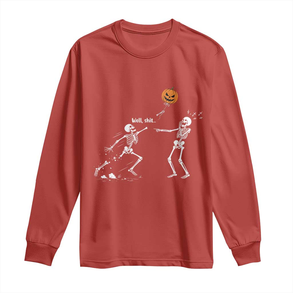 Funny Halloween Skeleton Lost Pumpkin Balloon Meme Long Sleeve Shirt