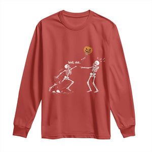 Funny Halloween Skeleton Lost Pumpkin Balloon Meme Long Sleeve Shirt