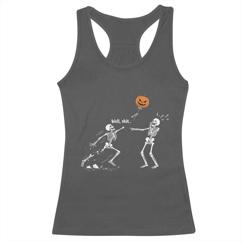 Funny Halloween Skeleton Lost Pumpkin Balloon Meme Racerback Tank Top