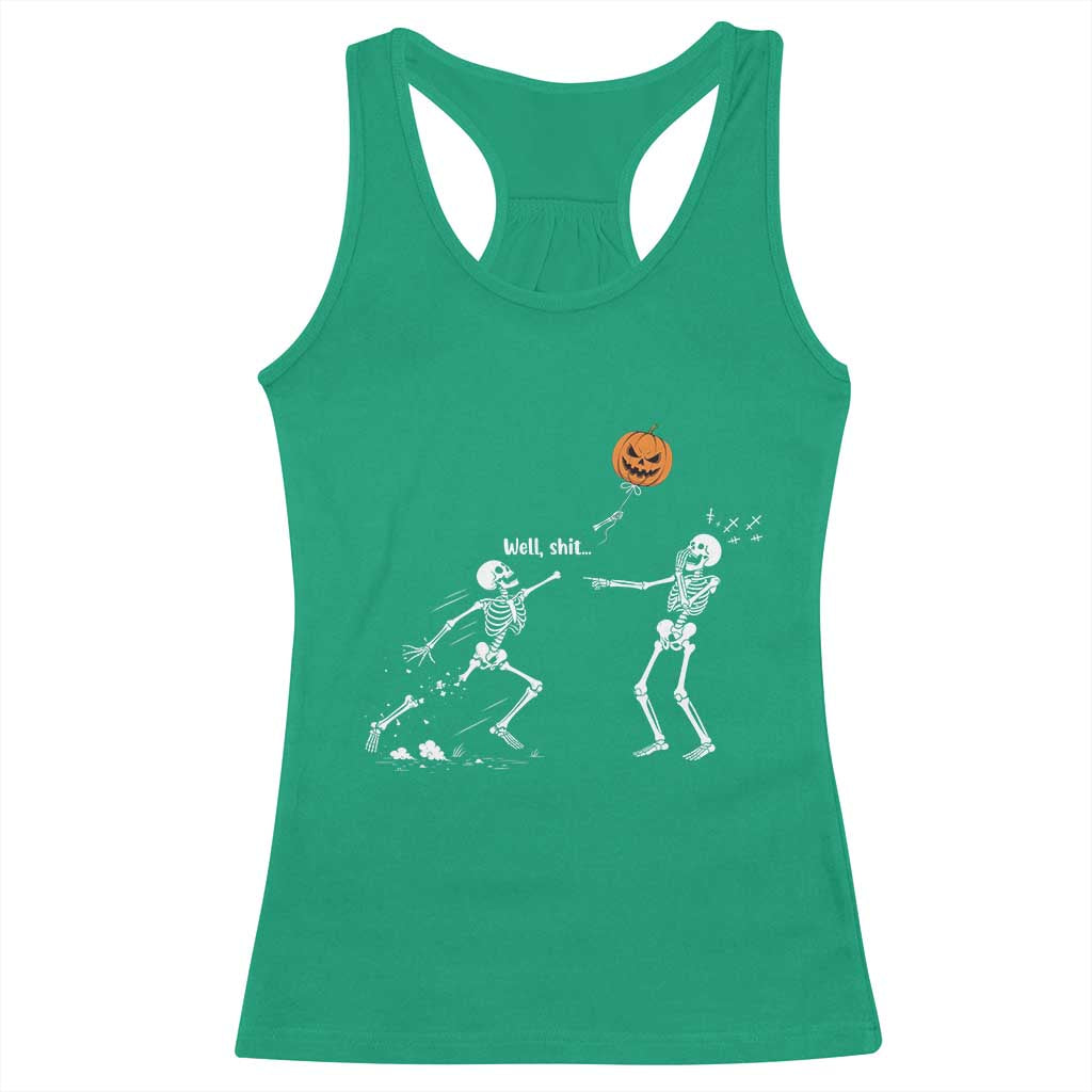 Funny Halloween Skeleton Lost Pumpkin Balloon Meme Racerback Tank Top