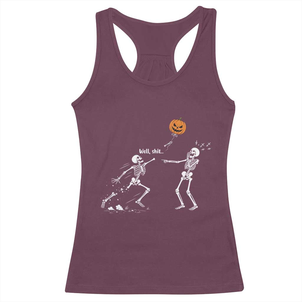 Funny Halloween Skeleton Lost Pumpkin Balloon Meme Racerback Tank Top
