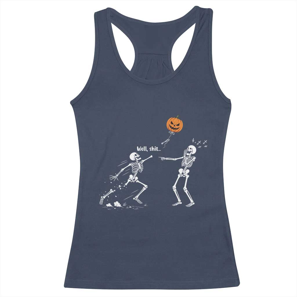 Funny Halloween Skeleton Lost Pumpkin Balloon Meme Racerback Tank Top
