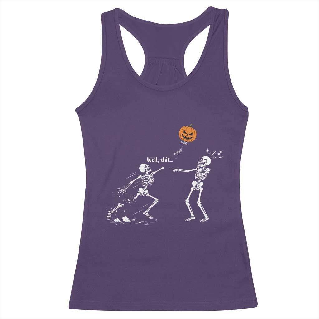 Funny Halloween Skeleton Lost Pumpkin Balloon Meme Racerback Tank Top