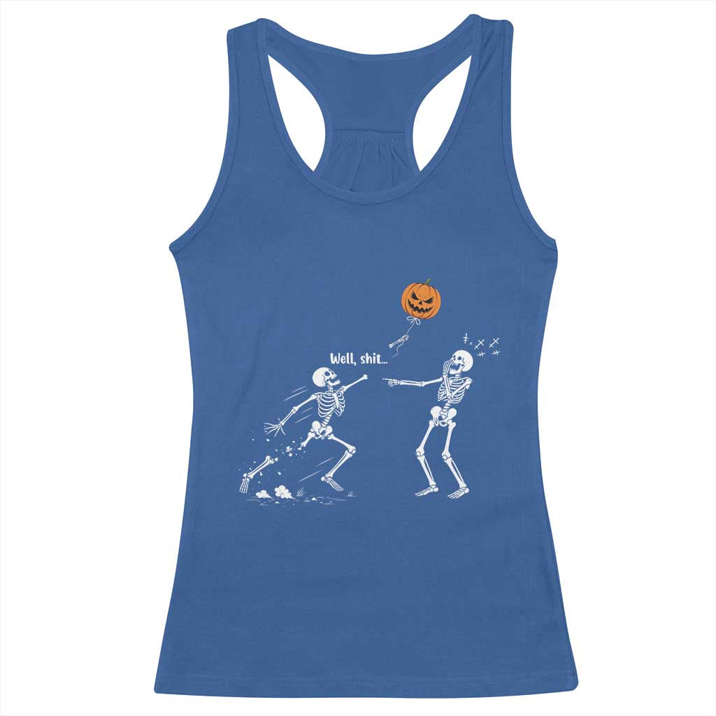 Funny Halloween Skeleton Lost Pumpkin Balloon Meme Racerback Tank Top