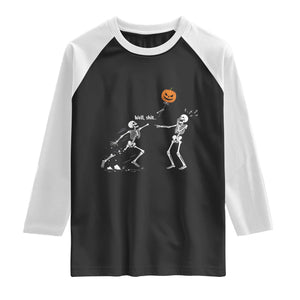 Funny Halloween Skeleton Lost Pumpkin Balloon Meme Raglan Shirt