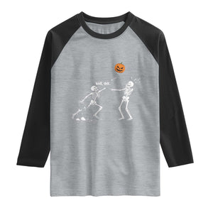 Funny Halloween Skeleton Lost Pumpkin Balloon Meme Raglan Shirt