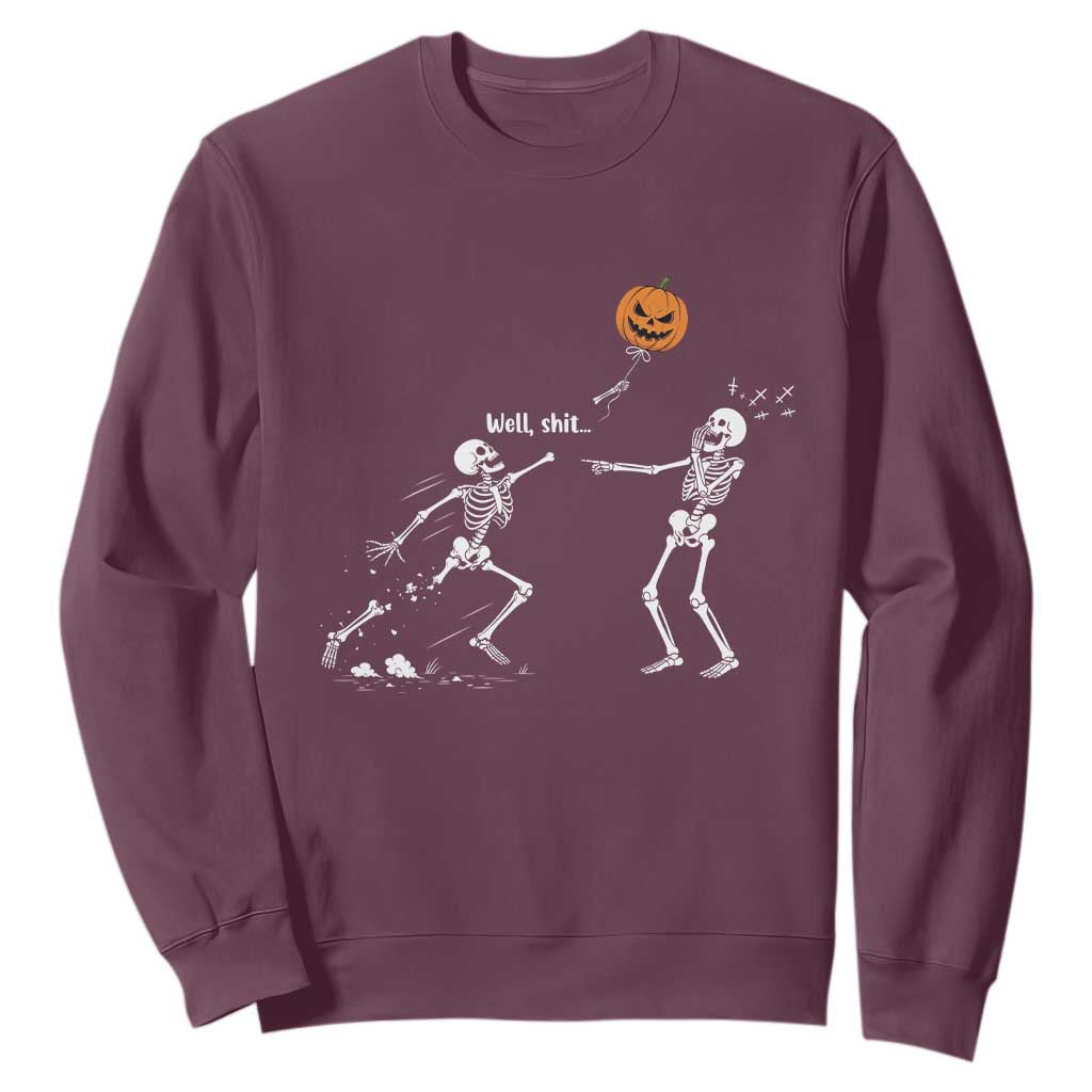 Funny Halloween Skeleton Lost Pumpkin Balloon Meme Sweatshirt