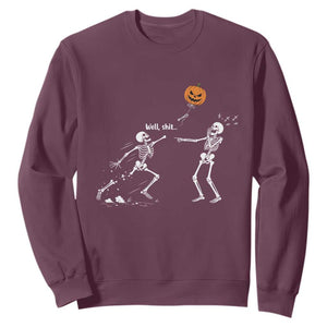 Funny Halloween Skeleton Lost Pumpkin Balloon Meme Sweatshirt