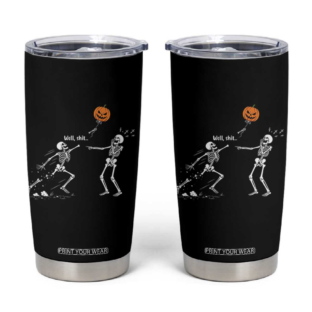 Funny Halloween Skeleton Lost Pumpkin Balloon Meme Tumbler Cup