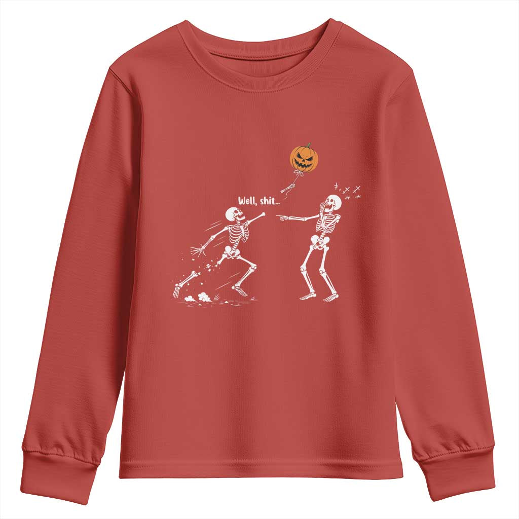 Funny Halloween Skeleton Lost Pumpkin Balloon Meme Youth Sweatshirt