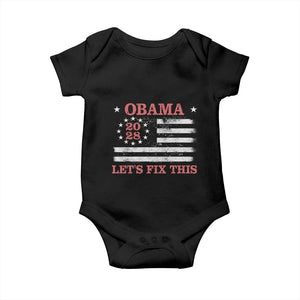Obama 2028 Lets Fix This Baby Onesie Patriotic Vintage Flag Satire Gift