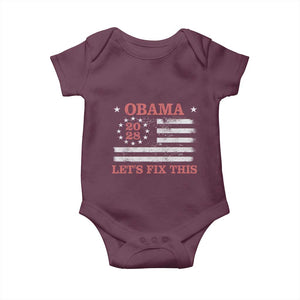 Obama 2028 Lets Fix This Baby Onesie Patriotic Vintage Flag Satire Gift