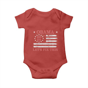 Obama 2028 Lets Fix This Baby Onesie Patriotic Vintage Flag Satire Gift