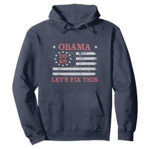 Obama 2028 Lets Fix This Hoodie Patriotic Vintage Flag Satire Gift