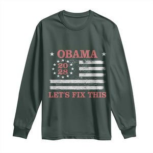 Obama 2028 Lets Fix This Long Sleeve Shirt Patriotic Vintage Flag Satire Gift