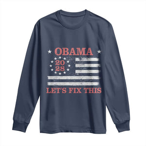 Obama 2028 Lets Fix This Long Sleeve Shirt Patriotic Vintage Flag Satire Gift
