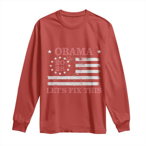 Obama 2028 Lets Fix This Long Sleeve Shirt Patriotic Vintage Flag Satire Gift