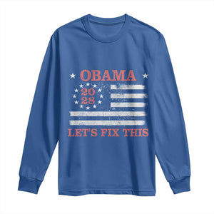 Obama 2028 Lets Fix This Long Sleeve Shirt Patriotic Vintage Flag Satire Gift