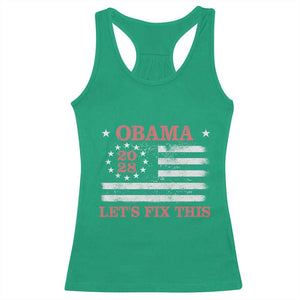 Obama 2028 Lets Fix This Racerback Tank Top Patriotic Vintage Flag Satire Gift