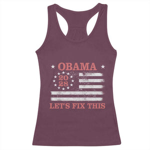 Obama 2028 Lets Fix This Racerback Tank Top Patriotic Vintage Flag Satire Gift