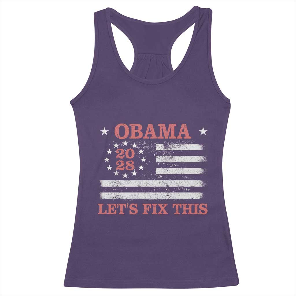 Obama 2028 Lets Fix This Racerback Tank Top Patriotic Vintage Flag Satire Gift