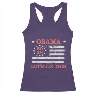 Obama 2028 Lets Fix This Racerback Tank Top Patriotic Vintage Flag Satire Gift