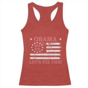 Obama 2028 Lets Fix This Racerback Tank Top Patriotic Vintage Flag Satire Gift
