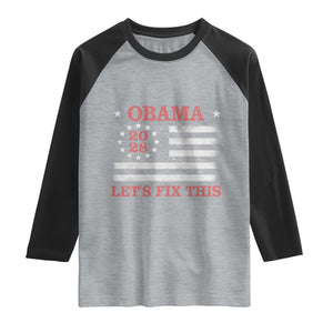 Obama 2028 Lets Fix This Raglan Shirt Patriotic Vintage Flag Satire Gift