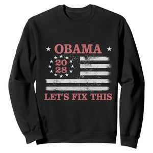 Obama 2028 Lets Fix This Sweatshirt Patriotic Vintage Flag Satire Gift