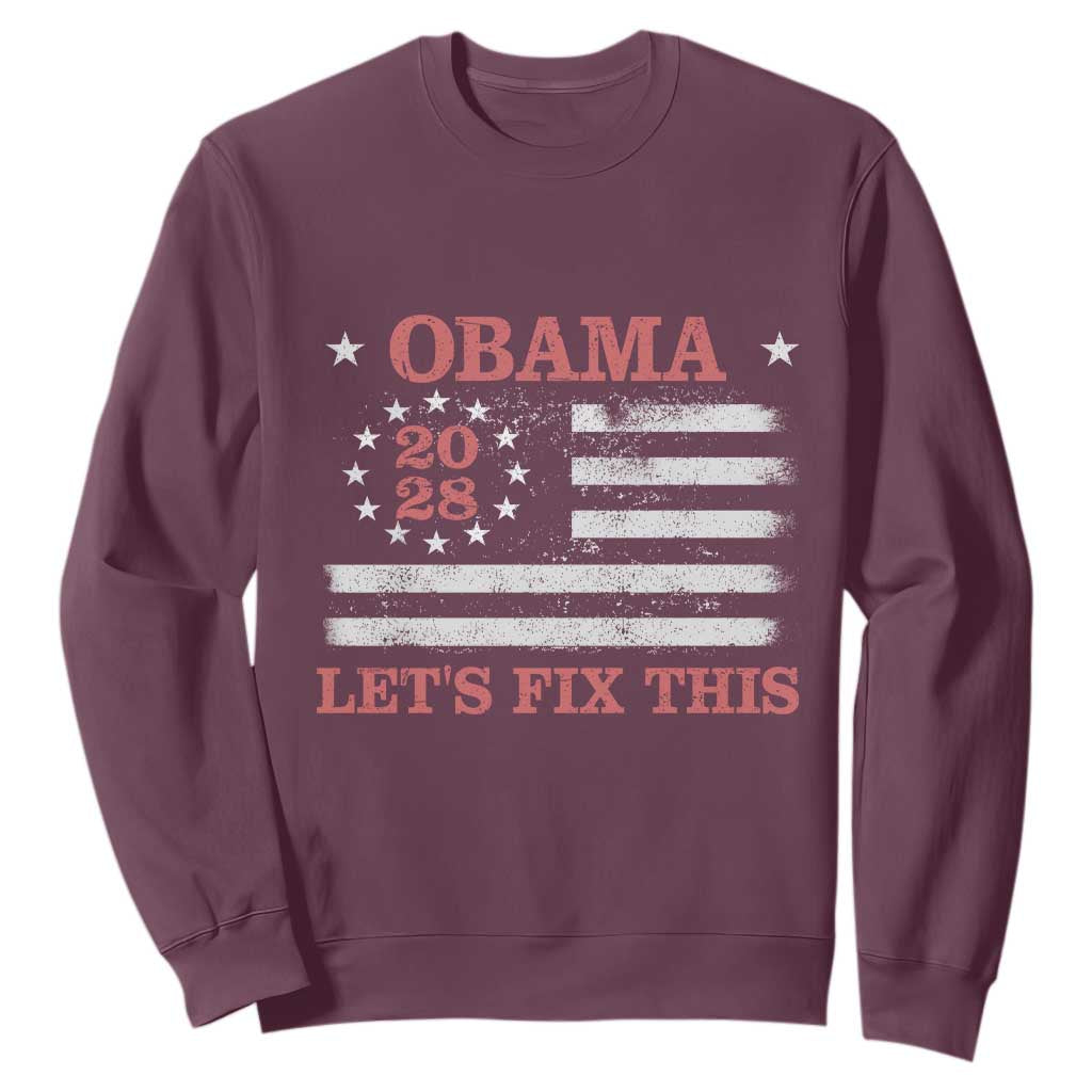 Obama 2028 Lets Fix This Sweatshirt Patriotic Vintage Flag Satire Gift